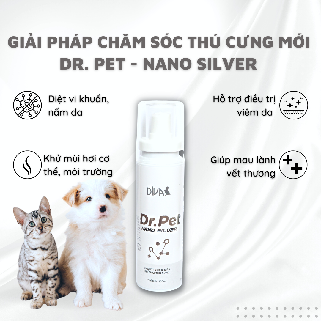  Chai xịt khử mùi Nano Bạc cho thú cưng DIVA Dr. Pet 100ml 
