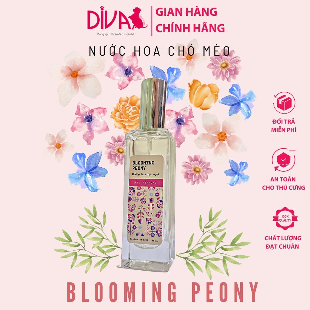  Nước hoa cao cấp dành cho thú cưng DIVA Blooming Peony - Hương hoa dịu ngọt 30ml 
