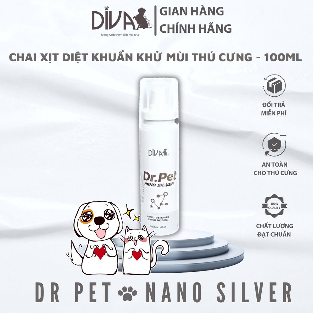  Chai xịt khử mùi Nano Bạc cho thú cưng DIVA Dr. Pet 100ml 