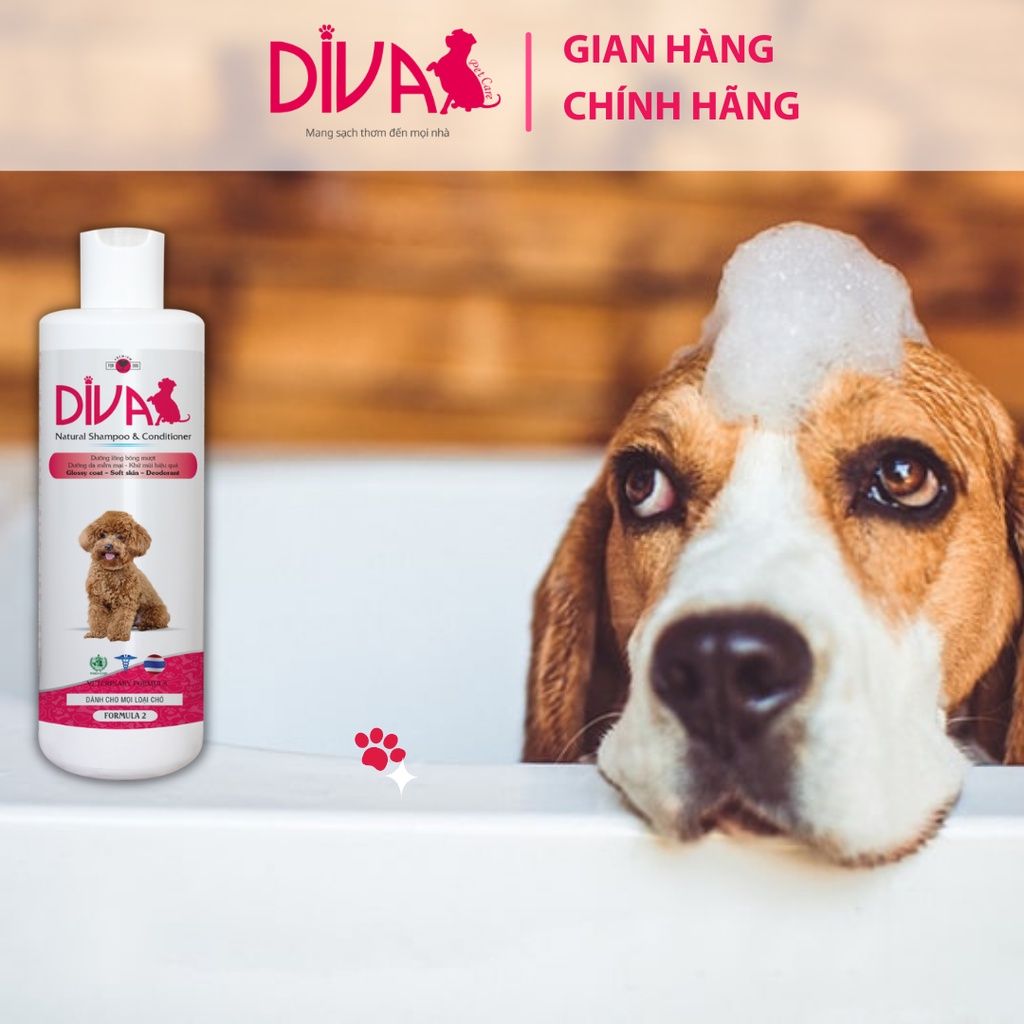  Sữa tắm chó dưỡng ẩm khử mùi DIVA Hồng 400ml 