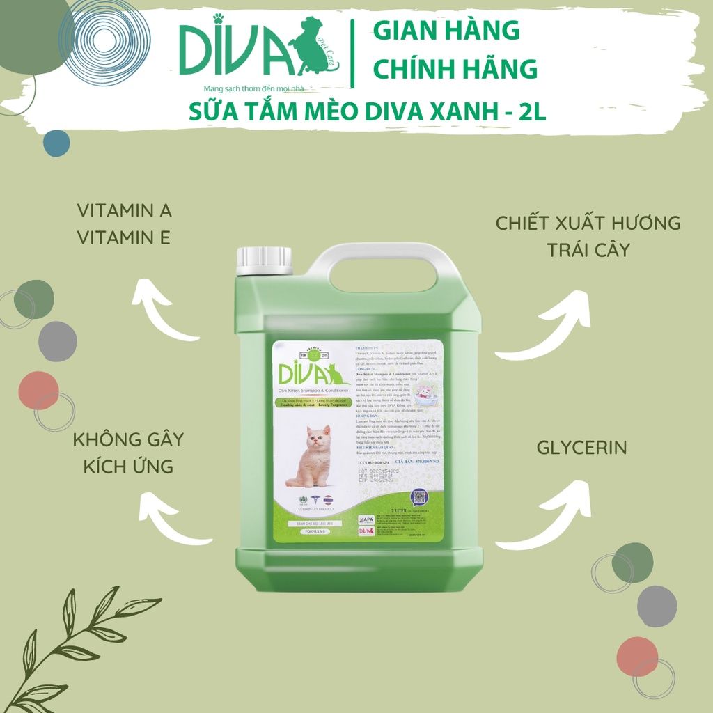  Sữa tắm mèo DIVA Kitten gel 2L 