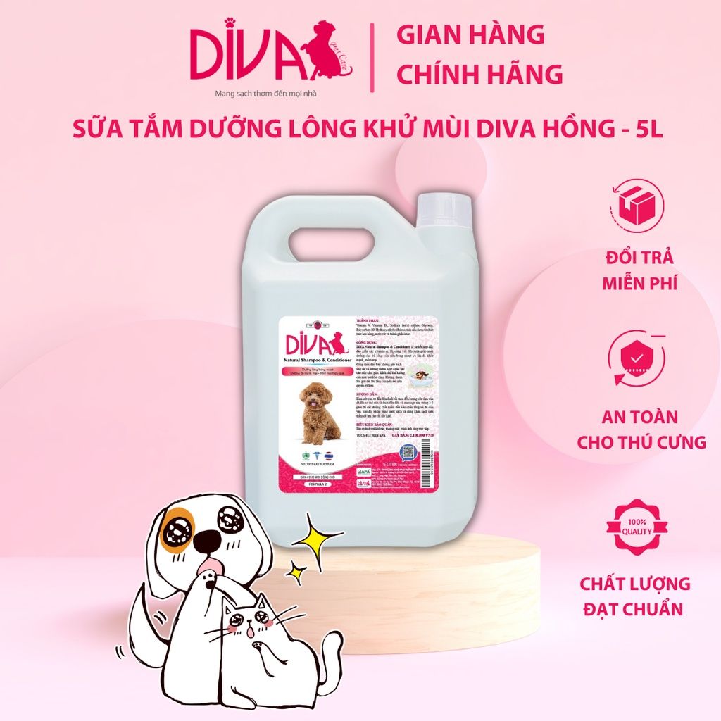  Sữa tắm dưỡng ẩm khử mùi DIVA Hồng 5L 