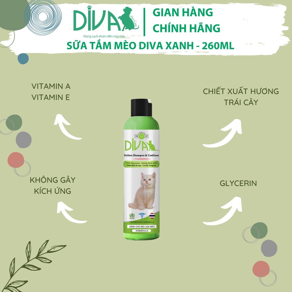  Sữa tắm mèo DIVA Kitten gel 260ml 