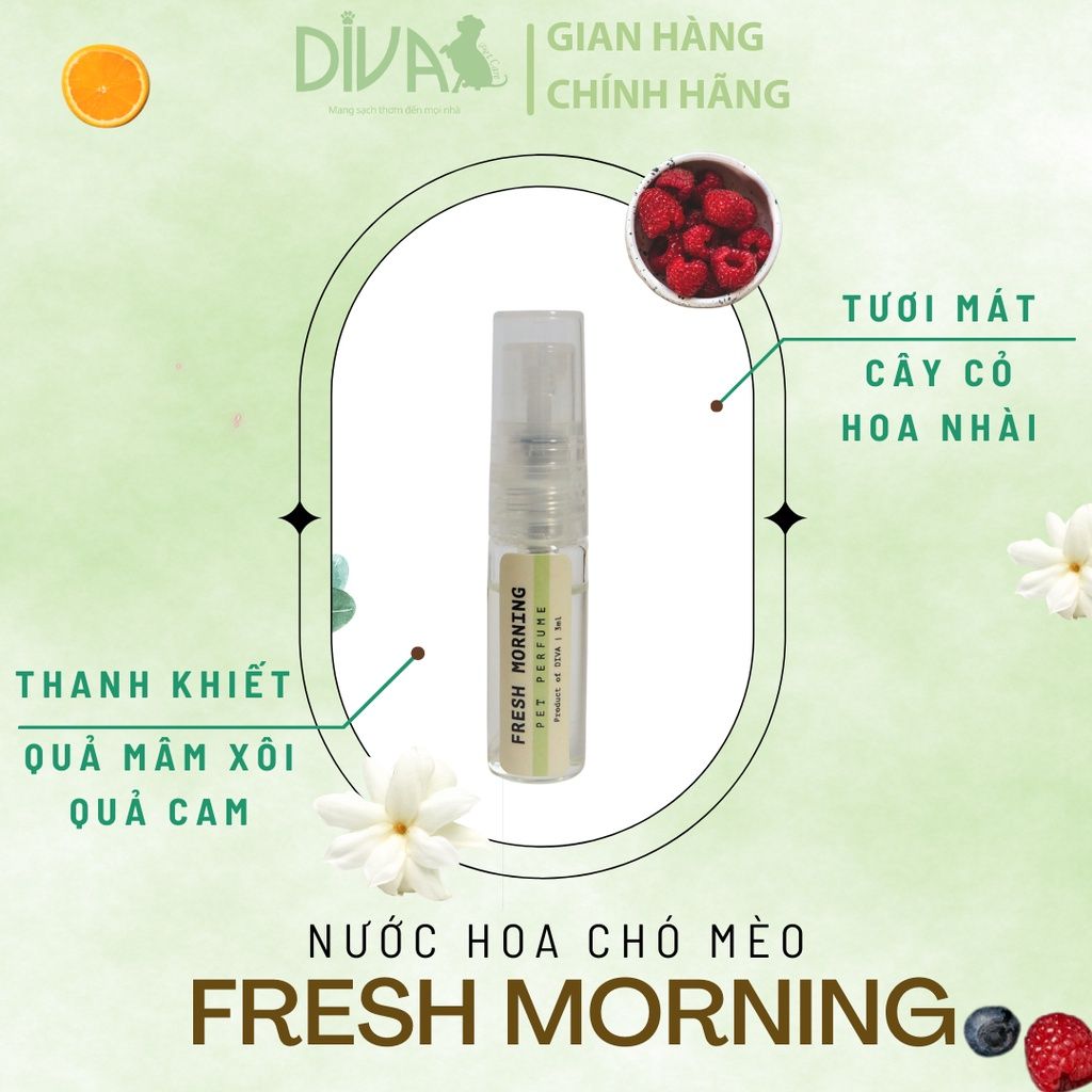  Nước hoa cao cấp dành cho thú cưng DIVA Fresh Morning - Sương sớm mát lành 2.5ml 