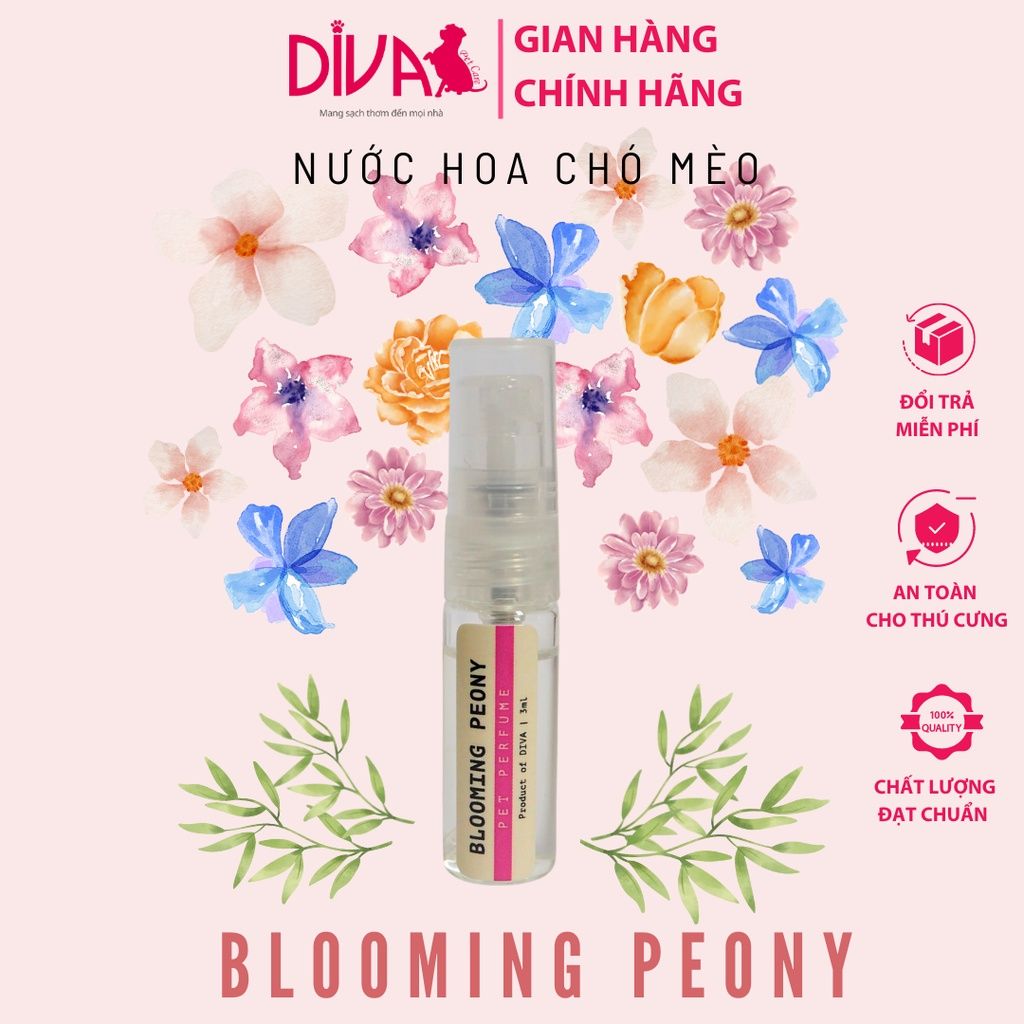  Nước hoa cao cấp dành cho thú cưng DIVA Blooming Peony - Hương hoa dịu ngọt 2.5ml 