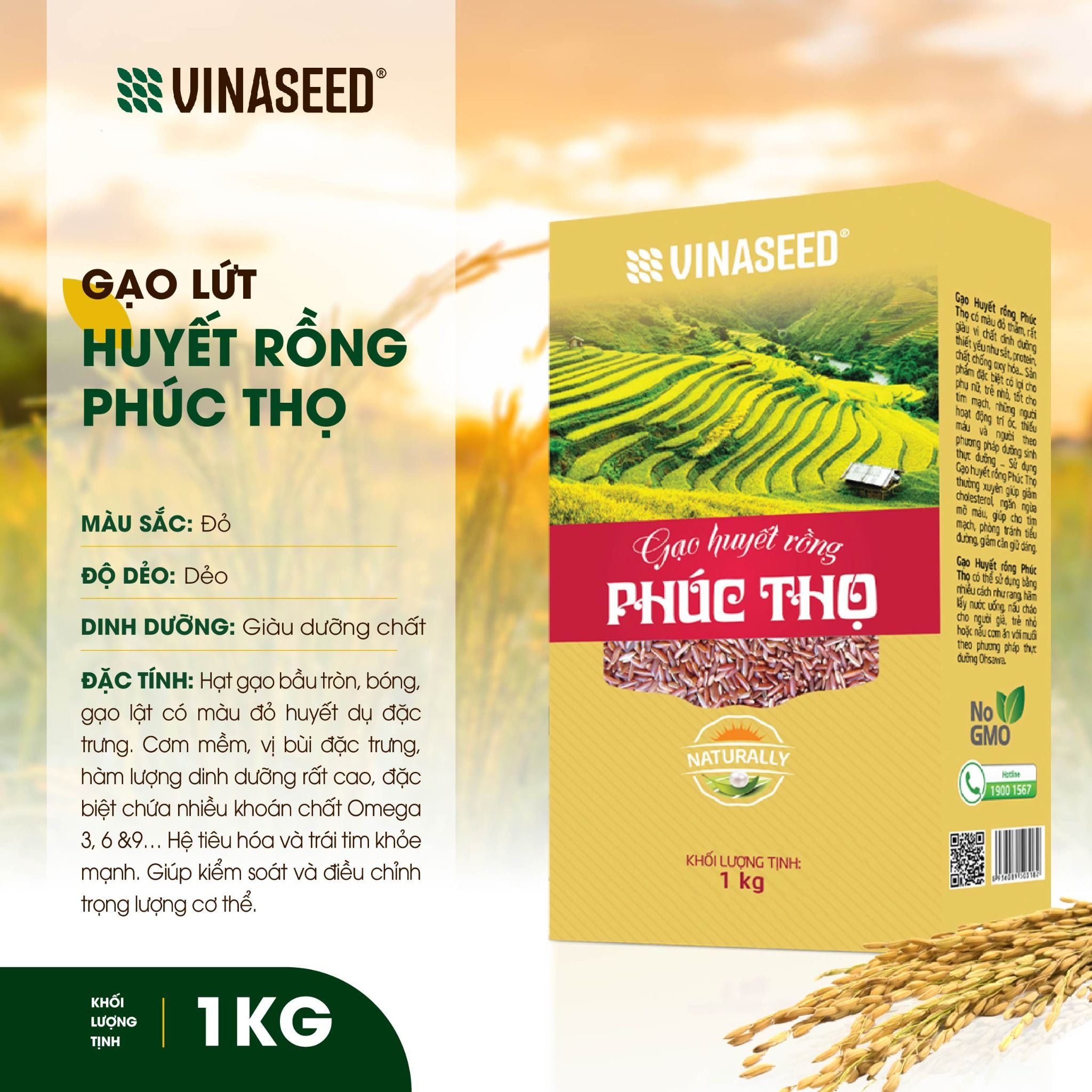  Gạo Huyết Rồng Phúc Thọ Vinaseed 1Kg 