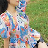  Áo tay bồng Floral cho mẹ style Hàn Quốc 