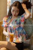  Áo tay bồng Floral cho mẹ style Hàn Quốc 