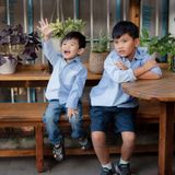  Áo sơ mi bé trai phối màu thiết kế Cutekids 