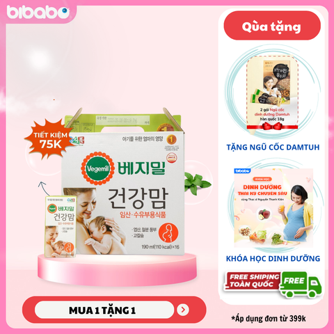 Thùng 16 hộp sữa hạt Vegemil dành cho mẹ bầu và cho con bú (Vegemil Healthy Mom)