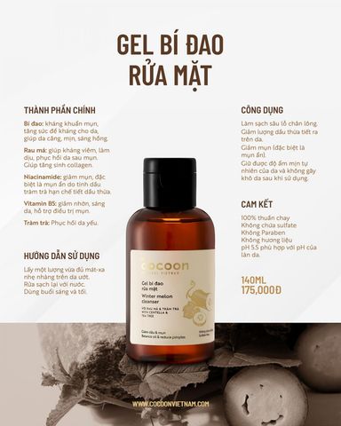 Gel rửa mặt bí đao Cocoon 140ml