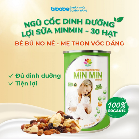 Ngũ cốc lợi sữa MinMin 30 vị Hạt cho mẹ sau sinh 500gr