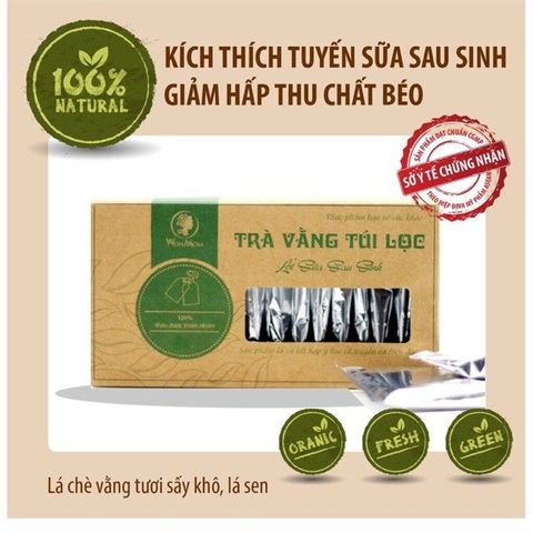 Trà vằng (chè vằng) túi lọc Wonmom hộp 20 gói lợi sữa, giảm cân sau sinh