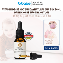 Vitamin D3 + K2 MK7 Sunday Natural của Đức 20ml hỗ trợ tăng chiều cao cho bé từ 0 - 4 tuổi