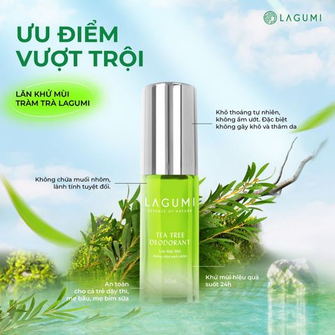 Lăn khử mùi tràm trà Lagumi không chứa muối nhôm 30ml