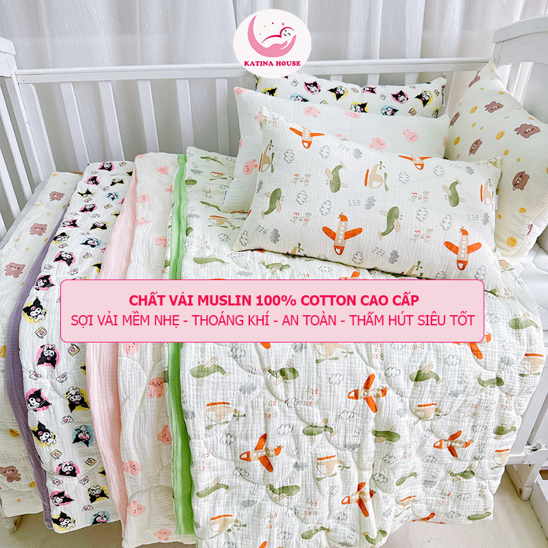 Bộ nệm chăn gối cho bé/ Muslin