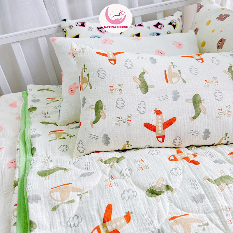 Bộ chăn gối cho bé/ Muslin
