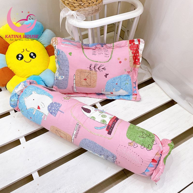 Bộ gối nằm và gối ôm/ Vải Cotton Satin Hàn Quốc