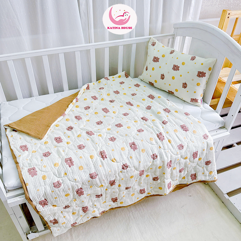 Bộ chăn gối cho bé/ Muslin