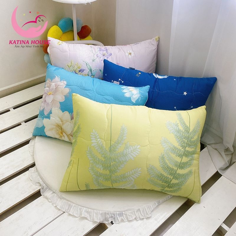 Gối nằm chần gòn ruột lông vũ 50x70cm/ Tencel 40s