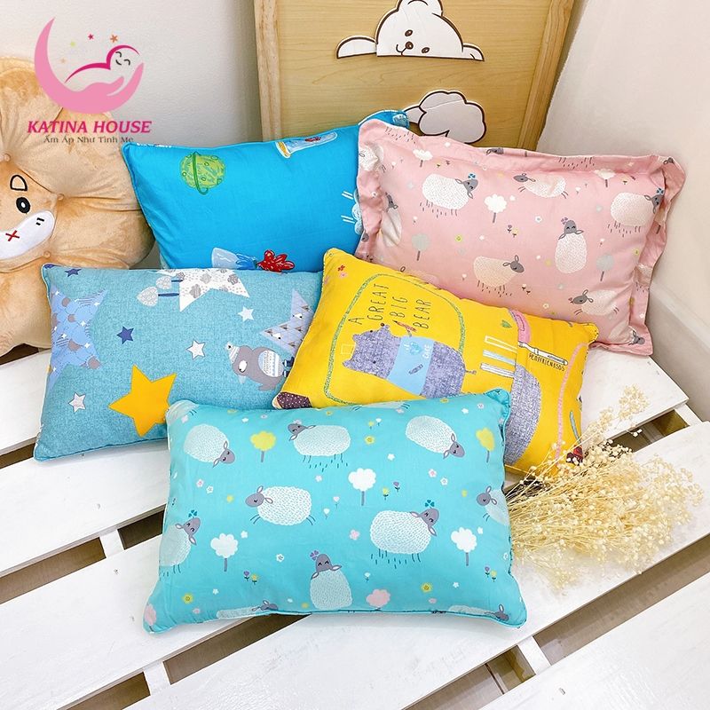 Gối gòn lông vũ 30x45cm/ Vải Cotton satin Hàn Quốc