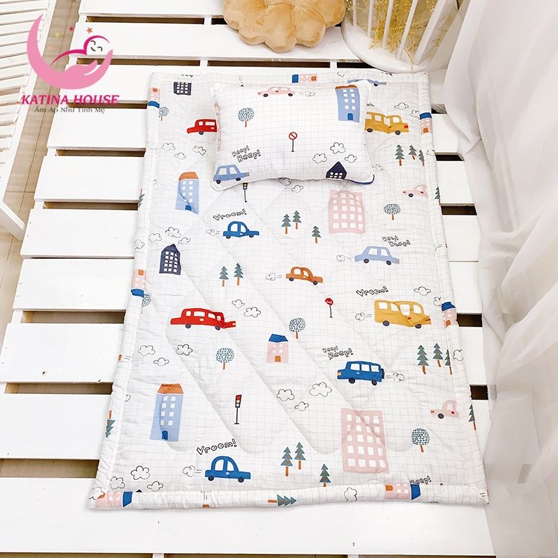 Bộ gối nệm cho bé mẫu giáo/ Vải Cotton Satin Hàn Quốc