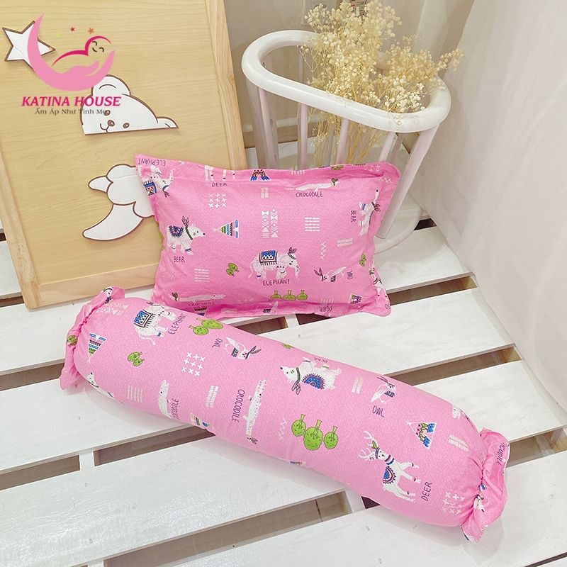 Bộ gối nằm và gối ôm/ Vải Cotton Satin Hàn Quốc