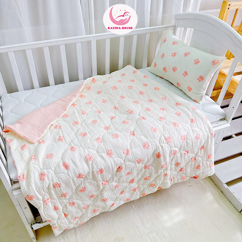 Bộ chăn gối cho bé/ Muslin