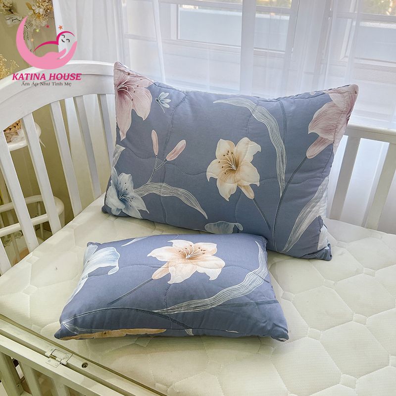 Gối nằm chần gòn ruột lông vũ - nhiều kích cỡ/ Tencel 40s