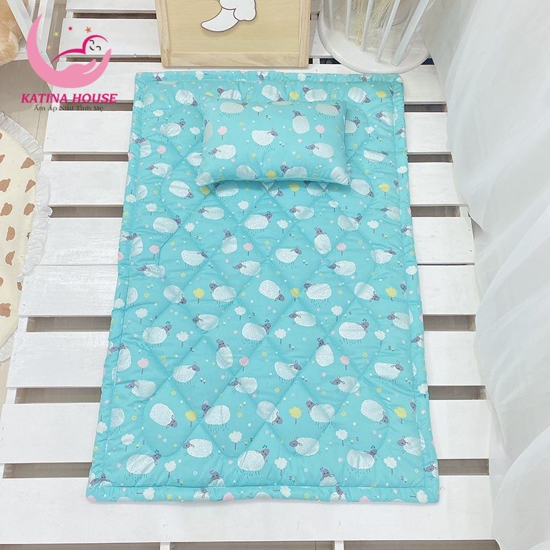 Bộ gối nệm cho bé mẫu giáo/ Vải Cotton Satin Hàn Quốc
