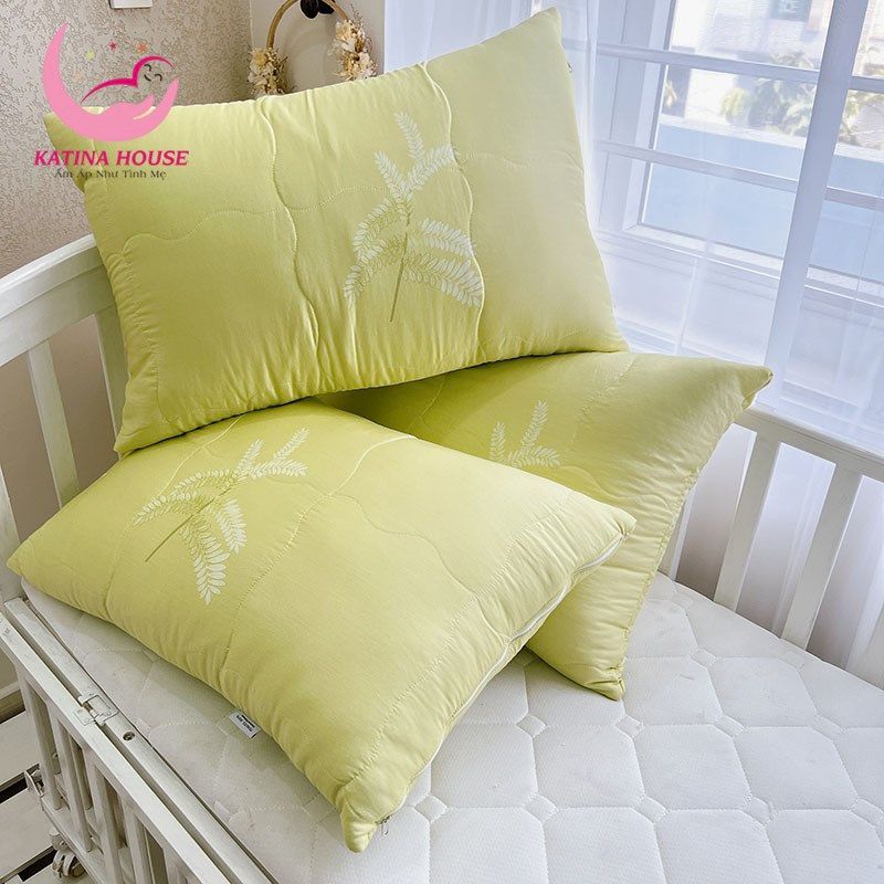 Gối nằm chần gòn ruột lông vũ - nhiều kích cỡ/ Tencel 40s