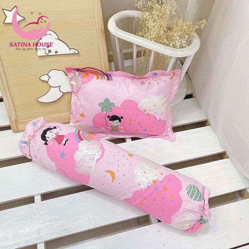 Bộ gối nằm và gối ôm/ Vải Cotton Satin Hàn Quốc