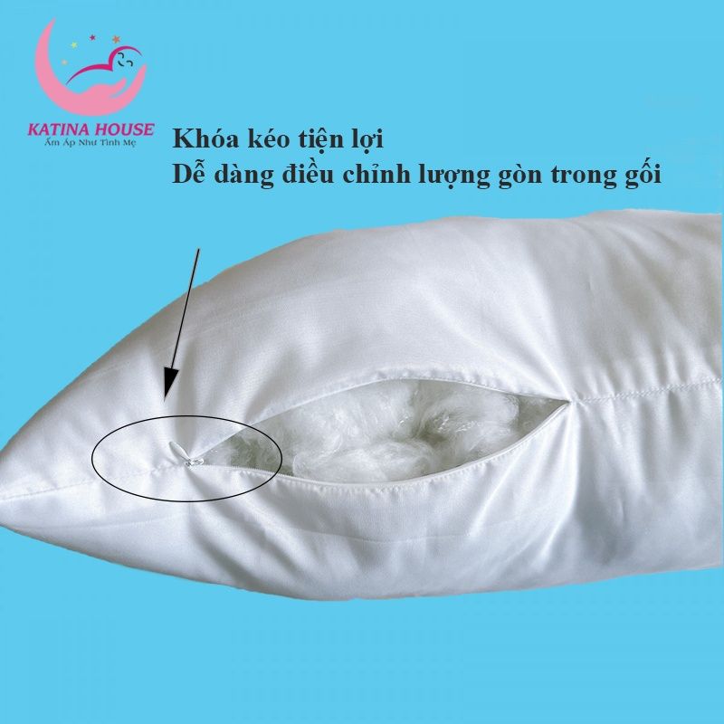 Ruột gối nằm 50x70cm, gòn lông vũ kháng khuẩn siêu êm, mềm mại