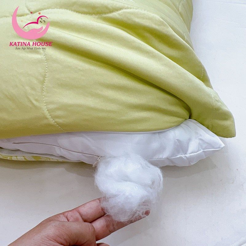 Gối nằm chần gòn ruột lông vũ - nhiều kích cỡ/ Tencel 40s