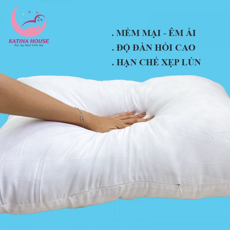 Ruột gối nằm 50x70cm, gòn lông vũ kháng khuẩn siêu êm, mềm mại