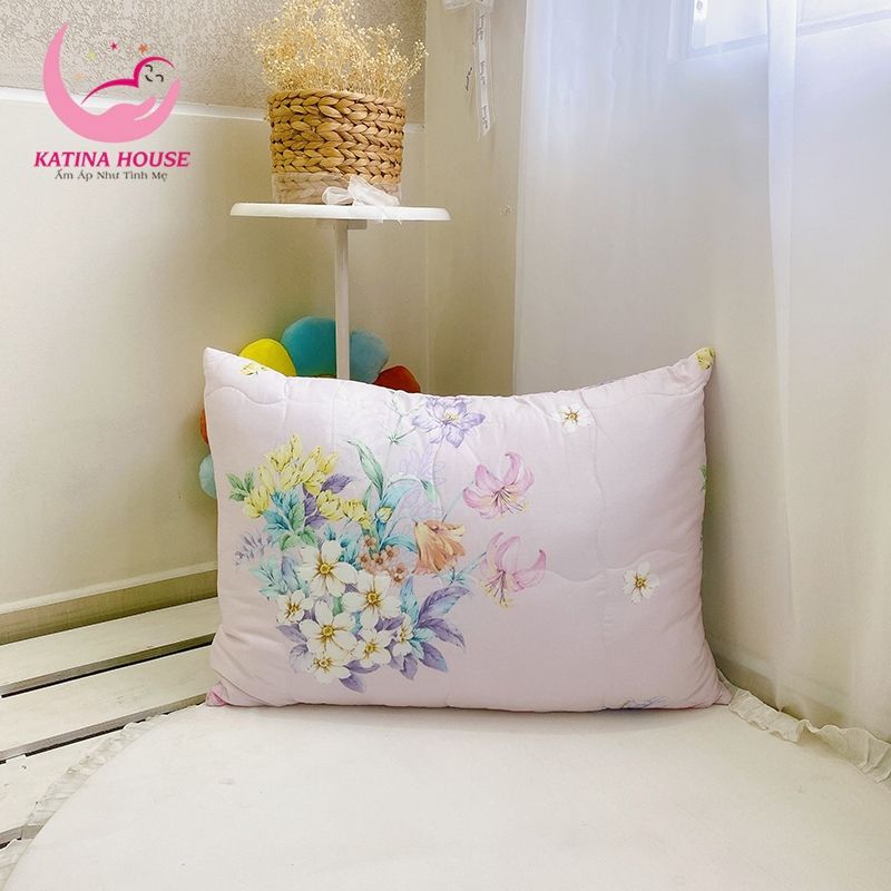 Gối nằm chần gòn ruột lông vũ 50x70cm/ Tencel 40s