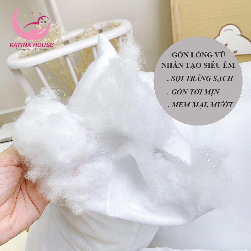 Ruột gối nằm 50x70cm, gòn lông vũ kháng khuẩn siêu êm, mềm mại