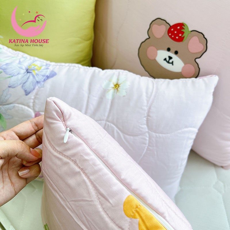 Gối nằm chần gòn ruột lông vũ - nhiều kích cỡ/ Tencel 40s