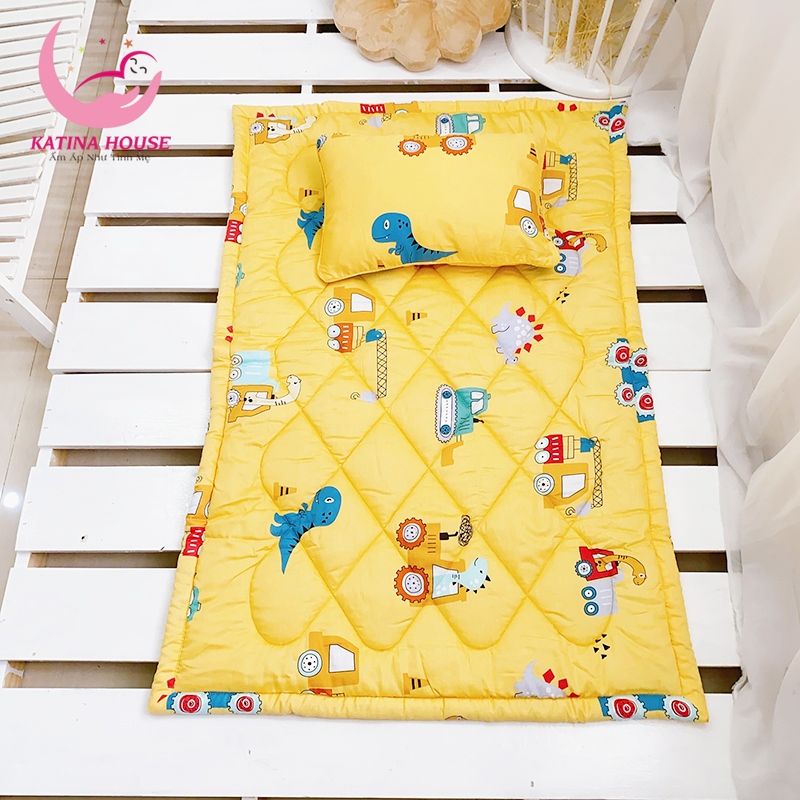 Bộ gối nệm cho bé mẫu giáo/ Vải Cotton Satin Hàn Quốc