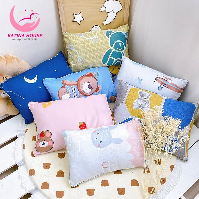 Gối nằm cho bé gòn lông vũ/ Tencel 40s