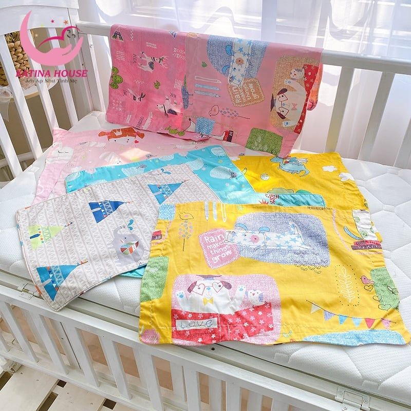 Vỏ áo gối nằm cho bé/ Vải Cotton Satin Hàn Quốc