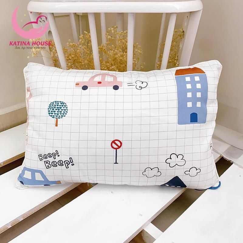 Gối gòn lông vũ 30x45cm/ Vải Cotton satin Hàn Quốc