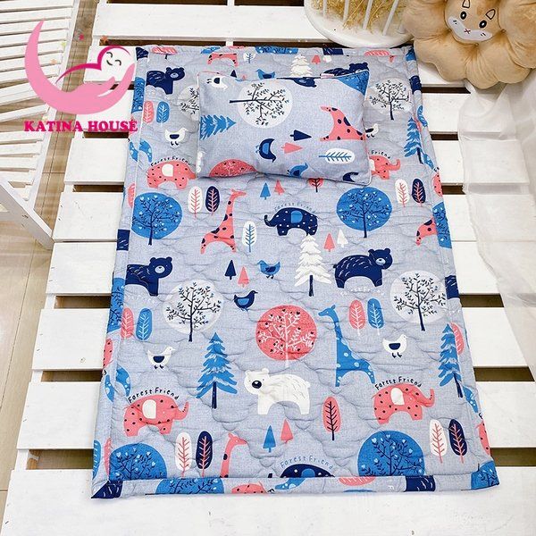 Bộ gối nệm cho bé mẫu giáo/ Vải Cotton Satin Hàn Quốc