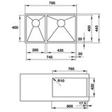 Chậu 2 Hố BLANCO R15 285/435-IU 570.27.169