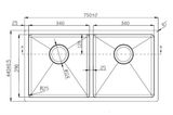 Chậu rửa bát 2 hố Konox Cube KN7544DUB