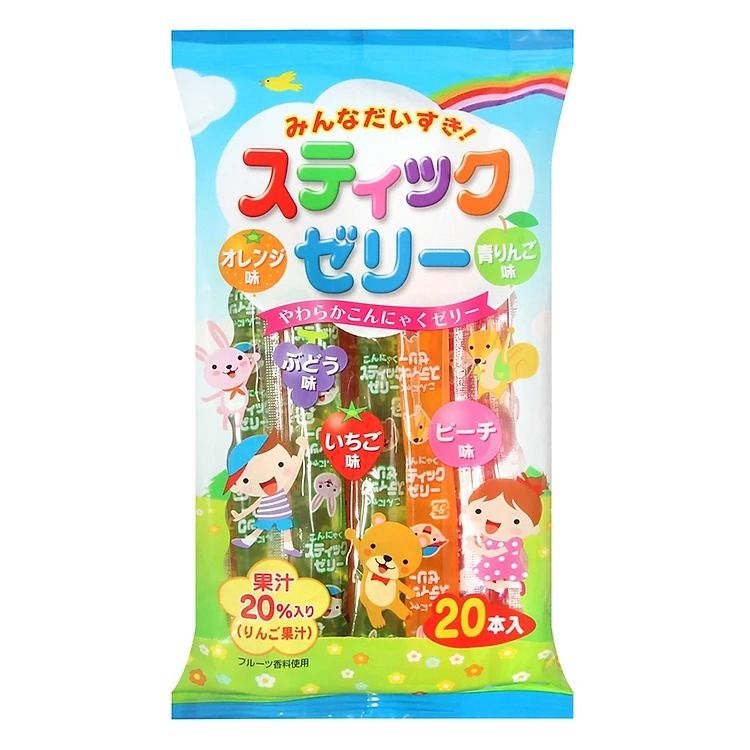 Thạch trái cây Ribon Minna Happy Stick (131g) (8 thanh) リボン みんなハッピースティックゼリー