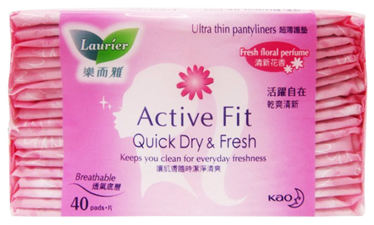 Băng vệ sinh hàng ngày hương hoa dịu nhẹ Laurier Ultra Thin Pantyliner Active Fit Fresh Floral Perfume (40 Miếng)