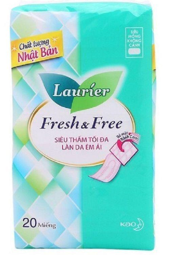 Băng vệ sinh siêu mỏng không cánh Laurier Fresh & Free (22cm x 20 miếng)
