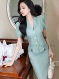 Set áo váy xanh mint bút chì