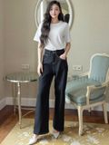 Quần jeans đen ống suông